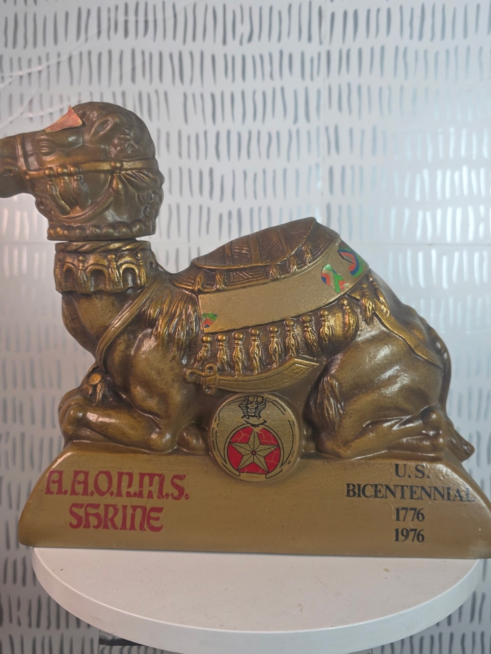 Vintage Old Mr Boston Bicentennial A.A.O.N.M. Shrine Camel Whiskey Decanter 1976